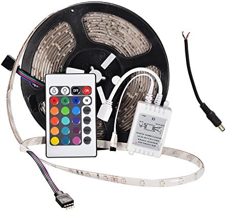 1X5M IP65 3528 SMD 300 LED RGB Light Lamp Flexible Strip Ribbon+24 Key Colours IR Controller. Ideal For Gardens, Homes, Kitchen, Under Cabinet, Aquariums, Cars, Bar, Moon, DIY Party Decoration Lighting