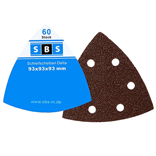 300 Stück SBS Klett-Schleifdreiecke 93x93x93 mm Körnung je 50 x 40/60/80/120/180/240 für Delta-Schleifer 6 Loch
