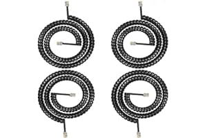 SHONCO Cable de teléfono negro para teléfono, 4P4C Longitud en espiral de 0,45 a 4 m/7m/2.5m/3m Cable de teléfono de línea fija desenrollado Cable RJ9 / RJ10 / RJ22 (2M)