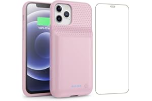 HETP Akku Hülle für iPhone 12/12 Pro, [10800 mAh] Wiederaufladbar Batterie Ladehülle Akku mit Schutzfolie, Tragbares Batterieladegerät Hülle Leistungsstarke Power Bank für iPhone 12/12 Pro-Rosa