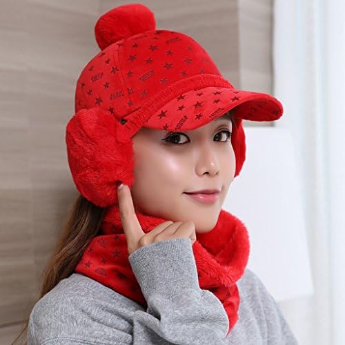Hat Neck Trumpet Earmuffs Three-piece Winter Women Thick Warm Earmuffs Cap Riding Windproof Cute Hat (Color : B)