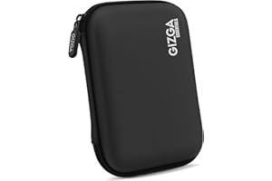 Gizga Essentials Hard Drive Case Shell, 6.35cm/2.5-inch, Portable Storage Organizer Bag for Earphone USB Cable Power Bank Mobile Charger Digital Gadget Hard Disk, Water Resistance Material, Black