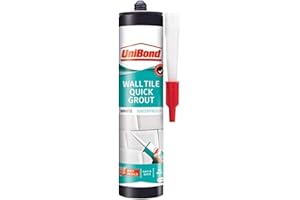 UniBond 2577444 Ultra Force Wall Tile Grout, Grout in Easy Apply Cartridge for Use with Standard Cartridge Gun, Waterproof Grout for Tiling, White, 460g Cartridge