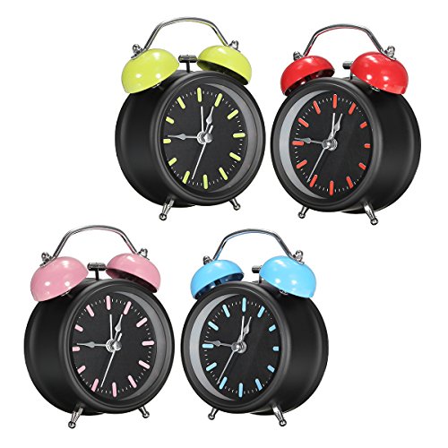 KING DO WAY Metall Doppel Glockenwecker lauter Alarm Leicht tickt Energie Sparen Hintergrundbeleuchtung Quarzlaufwerk Wecker kinderwecker Alarm Clock Licht Blau - 4