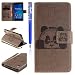 Produktbild FESELE Schutzhülle für [Sony Xperia Z2] Panda Prägung Brieftasche Hülle Leder Tasche Flip Case Handyhülle mit Standfunktion und Magnetverschluss, Sony Xperia Z2 Niedlich Karikatur Panda Muster Bookstyle Flip Hülle Case Strap Lanyard Wallet Cover Kartenfach Ledertasche Leder-Mappen-Karten-Slot-Abdeckung für Sony Xperia Z2 + Blau Eingabestift Stylus Touch Pen-Panda,Grau