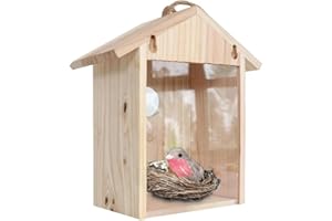 ZHOUMO Nichoir à oiseaux avec ventouses puissantes pour fenêtre, Nichoir pour mésange et pinson, Transparent pour observer les oiseaux