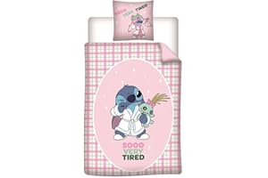 Aymax Stitch So Very Tired komplet pościeli, dla 1 osoby, dwustronna poszwa na kołdrę 140 x 200 cm + poszewka na poduszkę 65 x 65 cm
