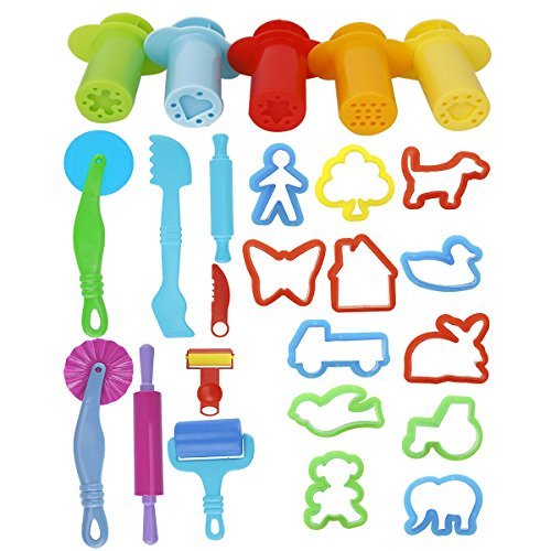 Ultnice Kit de 20 accessoires pour pâte à modeler avec 5 outils d'extrusion - Couleur aléatoire