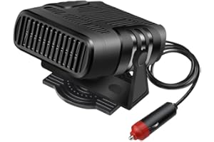 DVONE 4-in-1 Auto Heizlüfter 12V, Tragbar Schnell Erhitzen 90° bis 360° Verstellbar Windschutzscheiben Defroster Demister mit Luftreiniger und Kühlventilator zum Die Meisten Autos