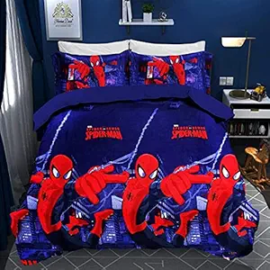 GOLDZEN Soft Glace Cotton Reversible AC Comforter for Kids Boys-Girls (Spider Man, Double Bed - 90X100)