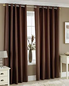 Pindia 2 Piece Eyelet Polyester Door Curtain Set - 7ft, Brown