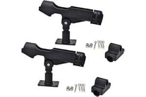 ZONADAH Pack of 2 Fishing Rod Holder 360 Degree Adjustable Rotation Base Screws for Boat Kayak Fishing Vertical Boat Accessories for Attaching to Boat Rails Fence Adjustable Fishing Rod Racks