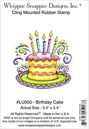 Whipper Snapper Designs Rubber Cling Stamp 4.25-inch x 7-inch, Birthday Cake