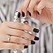 Bling Art False Nails French Manicure Matte Black Full Cover Medium Tips UK