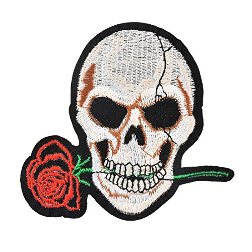 BNASA Tête de Mort et Rose DIY brodée Sew Iron on Applique Patches