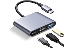 SOOIIYU Adaptador Multipuerto USB C a HDMI, Hub Tipo C Con 4K HDMI, USB 3.0 y Carga Rápida - Compatible Con iPhone 15, iPad Pro, MacBook Pro/Air, Samsung, Chromebook, DELL
