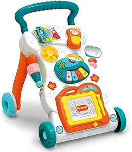 Khilona House Sit-to-Stand Learning Walker,Educational Push Toy for Babies,Artboard, Lighting and Music, Baby Music Toy Set-Kids Educational Games Walker for Baby Kids