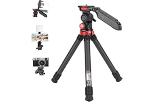 Koolehaoda Mini Treppiede per Fotocamera Fibra di Carbonio Treppiede da Tavolo con Testa Inclinabile a 360° per Treppiede da Viaggio Leggero e Compatto per Fotocamera Mirrorless e Smartphone