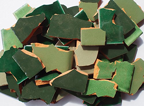 900g Bruchmosaik, Mosaikfliesen aus handgefertigten mexikanischen Fliesen – Grün – Töne - 3