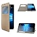 Produktbild eFabrik Tasche für Microsoft Lumia 950 Case Cover Hülle Schutzhülle( Fenster mit Schutzfunktion) gold