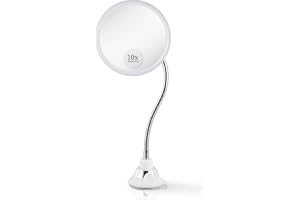 MIRRORVANA Flexibel svanhals sminkspegel 10x förstoring, 360° vridbar med justerbar sugkopp, fästs på bord eller vägg 15 x 16 cm rund