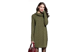 HZQIFEI Vestiti Donna Invernali, Abito in Maglia Aderente Maglione Manica Lunga Vestito Casual Mini Vestiti