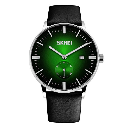 XLORDX Herren Analoge Grn Schwarz Armbanduhr Lederband Uhr Luxus Zeitloses Einfaches Entwurf Klassisch Modisch Quarzuhr Wasserdichte Casual Kleid Kalender Datum XLORDX Herren Analoge Grn Schwarz Armbanduhr Lederband Uhr Luxus Zeitloses Einfaches Entwurf Klassisch Modisch Quarzuhr Wasserdichte Casual Kleid Kalender Datum