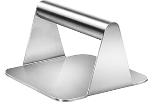 Mallez Smash - Prensa de Hamburguesas de 304 Acero Inoxidable, 5.5 Pulgadas Cuadrado Prensa Resistente para Parrilla de Cocina Plana, Filetes, Paninis, Panes Planos, Barbacoa, Sándwich