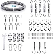 Ruesious Rankhilfe Drahtseil 304-Edelstahl Stahlseil, Nylon-ummantelt 2mm 7x7, 5x Spannschloss M4 Haken Öse, 1
