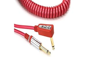 Vox VCC090RD - Cable jack a jack (9 m, en espiral, conector chapado en oro), color rojo