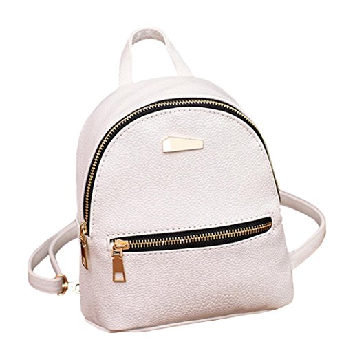 Preisvergleich Produktbild CLOOM Kleiner Schwarzer Rucksack Damen Mädchen Schulrucksack Mädchen Schultasche Jugendliche Canvas Rucksack Set Unisex Schüler Sport Rucksack mit USB-Ladegerät Set Backpacker Schultertasche (Weiß)