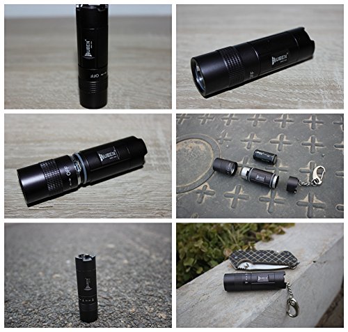 WUBEN® E346 Tragbare Taschenlampe Wasserdichte IPX-8 wiederaufladbare CREE XP-G2 LED Taschenlampe mit USB gerade füllenden Anschluss Inklusive 16340 Akku Real 300 Lumen Original Unique Design Militär grade III hart eloxiert Aluminiumlegierung Schwarz - 9