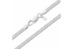 Amberta Women 925 Sterling Silver 2.3 mm Rhombus Curb Chain Necklace