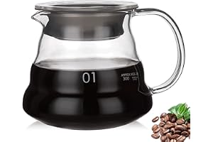 COFISUKI Glass Coffee Server for Drip Coffee Maker, Standard Glass Coffee Carafe, Coffee Pot with Lid, Clear, 01 360ml(12oz)