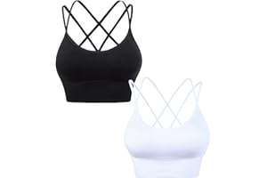 HANERDUN Damen Sport BH Yoga Bra mit Gepolstert Nahtlose Ohne Bügel und gibt Guten Halt Atmungsaktiv Riemchendesign und mittelstarkem für Fitness Lauf Joggen