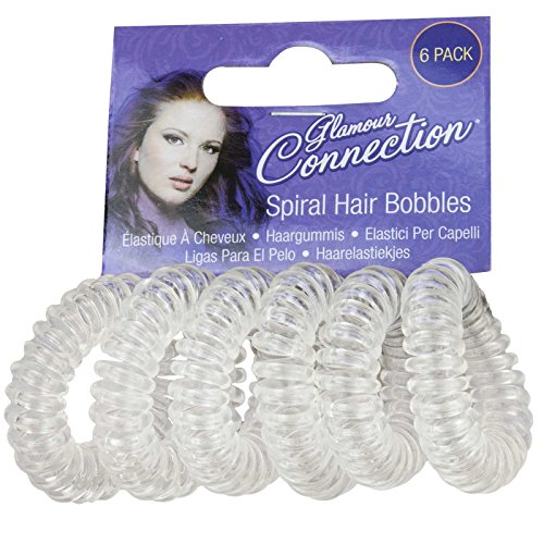 6 Pack Girls Womens Spiral Plastic Elastic Style Hair Bands Bobbles Stretchy Coil Simple Easy New Clear