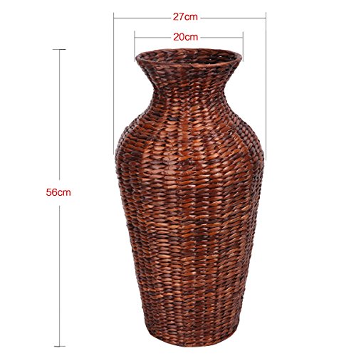 Eshow Rattan Blumentopf Pflanztopf Vase Bodenvase Blumenschmuck Home Decor rund ca. 30L, Braun - 5