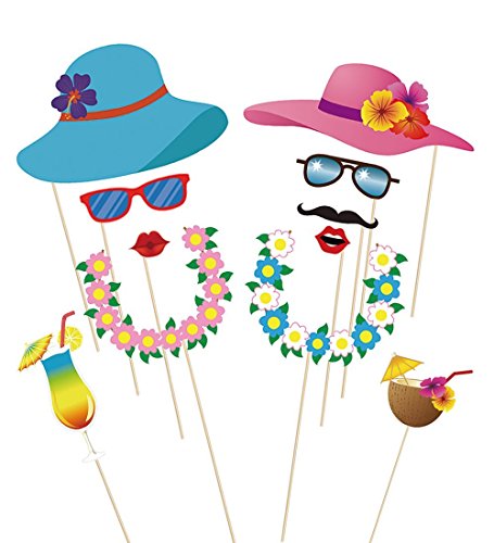 Veewon 60pcs Luau Hawaiisch Fotorequisiten Foto Booth Requisiten Tropische Sommer Festivals Strand Pool Party Hochzeit Geburtstag Dekorationen Lieferungen - 4