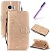Produktbild Galaxy S6 Edge Hülle Flip Case,Samsung Galaxy S6 Edge Hülle Für Mädchen,Galaxy S6 Edge Leder Hülle,Samsung Galaxy S6 Edge Glitzer Hülle,EMAXELERS Galaxy S6 Edge Blumen Hülle,Samsung Galaxy S6 Edge PU Leder Wallet Brieftasche Schutzhülle,Galaxy S6 Edge Bookstyle Folio Wallet Cover Ledertasche Schutzhülle Case Tasche mit Standfunktion und Karte Halter Lederhülle für Samsung Galaxy S6 Edge,Gold Butterfly with Diamond