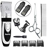 Dog Clippers,Legendog Low Nois Electric Cat Dog Pet Grooming Clippers Rechargeable Cordless Hair Clippers Trimmer for Dogs and Cats (2 Batteries, Steel Comb and Scissors)