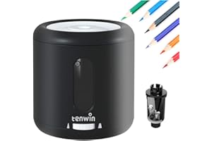 tenwin Electric Pencil Sharpener, Classroom Pencil Sharpener Dia 6-8mm, Fast Sharpen, USB Or Battery Operated Automatic Pencil Sharpener for School/Home/Office/Studio