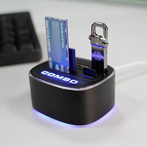 OXoqo Micro USB SD Kartenleser, OXOQO Universal 3 Ports Externer Multi Hochgeschwindigkeit Flash Speicher 2,0 Kartenleser mit SD / TF / MS / M2 Port für PC Laptop Mac