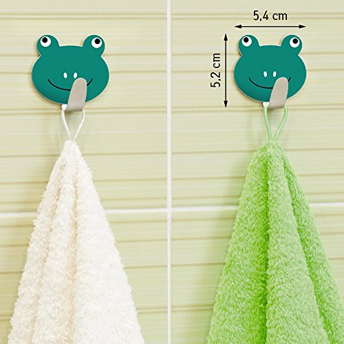 Tatkraft Frogs Stark Selbstklebend Edelstahl Handtuchhaken Badezimmer Kinderzimmer 2tk - 3