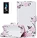 Produktbild ISENPENK Huawei P8 Lite/Huawei ALE-L21(2015) Flip Case,Original Flip Bookstyle Cover Wasserdicht Shockproof Anti Slip Protection Leather Case,Feder Print Muster Pattern Wallet Case mit Intern Karte Schlitz,Anti-Sturz Stoßfest Stoßdämpfend Triangle Hemming Wallet Tasche,Magnetic Closure Schutzhülle mit Standfunktion und Handy Gürtel für Huawei P8 Lite/Huawei ALE-L21(2015) 5.0Zoll-[blumen]+Panzerglas Folie/Displayfoile/Displayschutzfolie