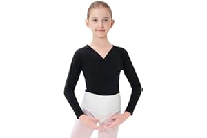 PLIKSUVER Girls Dance Wrap Top Ballet Cardigan Cotton Crossover Long Sleeve for Kids Womens