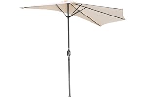 Angel Living Garden Patio Balcony Half Round 270cm Aluminum Parasol Sun Shade Semi Round Umbrella (Cream)