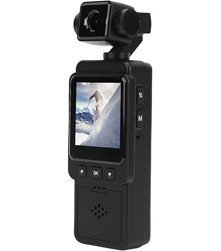 Andoer Mini Cámara Corpora 4K, Policía Body CAM con Lente giratoria de 180°, Visión Nocturna Detección de Movimiento Soporte App Control para Registro Diario/Servicio/Entrega/Conferencia