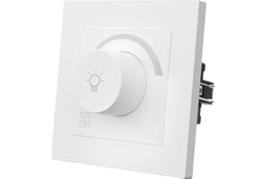 MVAVA Lichtschalter Dimmbar 1 Fach 1 Weg Dimmschalter Unterputz Lichtschalter 86mm*86mm für Dimmbare LED-Leuchten, Glühlampen Kunststoff Weiß