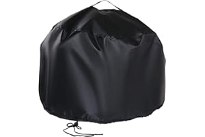 Onlyme Round Fire Pit Cover, 20 Inch Waterproof Fire Bowl Cover for Firepit, Anti-UV, Windproof - Black (52x37cm/20x14inch)