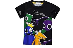 DONY Rainbow Kurzarm Shirt Kinder Friends,T-Shirt Junge Mädchen,lustig 3D Druck Muster Sweatshirt Cartoon Cosplay Kurzarm,Geeignet für Halloween Weihnachts Karneval Kindergeburtstag Schule